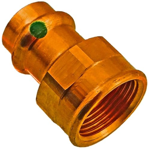 MegaHaustechnik Übergang 28 x 1IG mit Innengewinde 1 Zoll Pressfitting aus Messing für Kupferrohr-Außendurchmesser 28mm zum Verpressen V-Kontur, Trinkwasser geeignet, 2212
