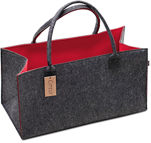 G'FELT Premium Filztasche – stabile Einkaufstasche & Filzkorb – ideal als Kaminholztasche, Zeitungskorb & Freizeittasche
