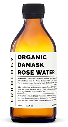 Acqua di Rose Bio 250ml - Distillato dai Fiori di Rosa Damascena - Qualità del Cibo