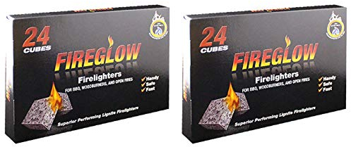 Tiger Tim Fireglow 48 Cubes Firelighters Superior Lignite Mess-Free Safe Odourless Instant Fire Starters for Wood Burners Barbecues Stoves Grills Campfires