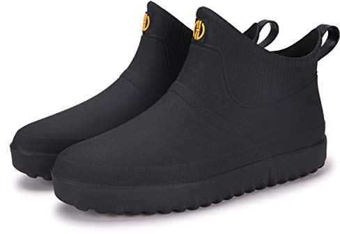 AONEGOLD Stivali di Gomma Uomo Donna all'aperto Giardinaggio Scarpe Antiscivolo Scarpe da Pioggia Stivali Caldi Impermeabili (Nero,Taglia 44)