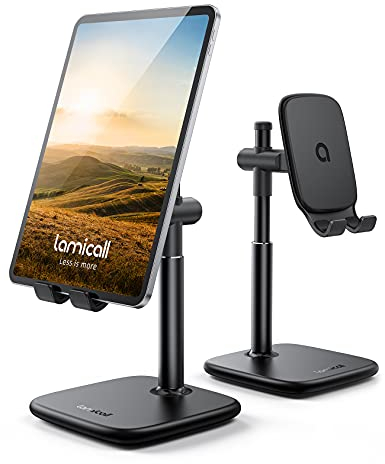 Lamicall Tablet Stand, Adjustable Tablet Holder - [Ultra Stable] Height Angle Adjustable Cradle Mount Dock Desk for 2024 iPad Pro 13/12.9/11/10.5/9.7, iPad Air mini 6 5 4, Switch, 4-13 Device - Black
