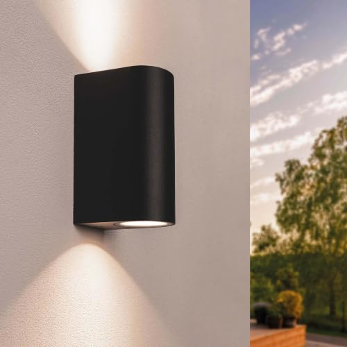 Ledvion Wandlampe IP54 35W Ohne GU10 Leuchtmittel schwarz dimmbar 220-240V | Für Einfahrt Gartenweg Terrasse oder Fassade geeignet und klar auf den Außeneinsatz ausgerichtet