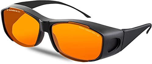 Neje Laserschutzbrille OD 4+ 190nm-540nm/ 900nm-1100nm Wellenlänge UV/Violett und Blau Laser Schutzbrille für Laserarbeiter, Zubehör für Laser Graviermaschine, mit Brillenetui & Reinigungstuch