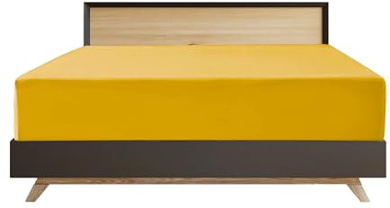 EV DEKOR Extra tiefes Spannbetttuch, Kingsize, Ocker – Bettlaken mit tiefen Taschen, 40 cm, weich, gebürstete Mikrofaser, schrumpffrei und lichtbeständig, Unterlaken – Doppelbett-Spannbettlaken