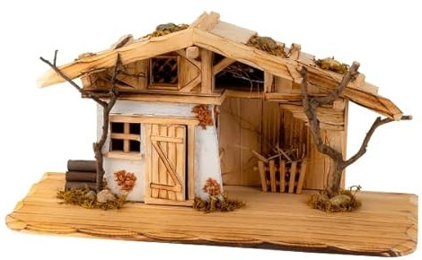 LB H&F Bergbauern Weihnachtskrippe Krippe Holzkrippe Tischkrippe (Krippe Groß)