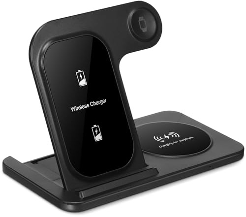 Gatuida Station De Charge Pliable Chargeur Induction pour Téléphone Écouteurs Et Montre Compatible avec Plusieurs Marques Design Compact Et Sécurisé pour Voyage Et Bureau