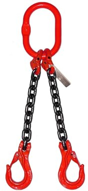 Generic 9/32 Grade 80 Chain Sling Double Leg 2 FT | Sling Hook with Latch | Industrial Lifting and Rigging | 6,100 LBS Working Load