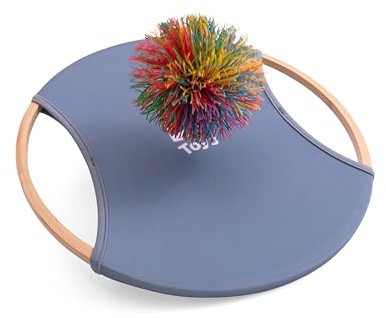 BS Toys Bouncer-Schläger aus Bambus – 2 Schläger Ø 29 cm + Flauschiger Ball Ø 9,5 cm – Nachhaltiges Wurf- und Fangspiel ab 6 Jahren – Outdoor Spielzeug für Garten & Strand