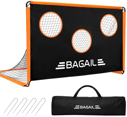 BAGAIL Upgraded Soccer Goal with Target, 2-In-1 Designed, Football Goal, Portable Carry Bag, Easy to Set up, Ideal for Garden Shooting Training and Recreational Matches, 180x120cm