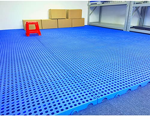 Kunststoffpalette - Regalsystem für die Garage - Kombinationsgittermatte - Feuchtigkeitsgeschützte Lagerung von Waren - Plattform für Boden und Wand, leicht stapelbar (Farbe: Blau, Größe: 100 x 100
