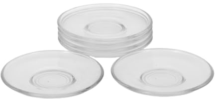 SOLUSTRE Piattini Dessert Vetro Trasparente 6 Pezzi, Piattino per Tazze Plastica, Rotondi e Resistenti, per Casa e Ristorante