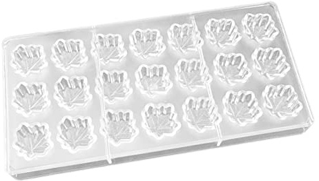 VAK 21 Cells Maple Leaf Shape Polycarbonate Chocolate Mold, Candy Cookie Ice Cake DIY Handmade Soap Chocolate Baking Moulds Bakeware Pan Pastry Tools for Baker - 14.5x28x2.5cm