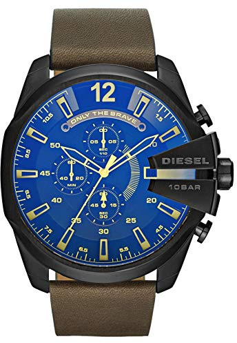 Diesel Mega Chief Series-klocka för män, Chronograph-urverk med läderarmband