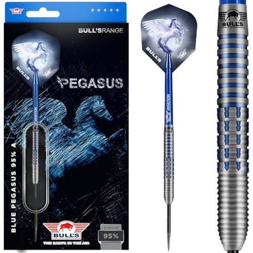 Bull's Blue Pegasus A 95% Tungsten Dartpfeile für jeden Spieler - Shark and Ringed Grip - professionelle Dartpfeilen - 22 Gramm