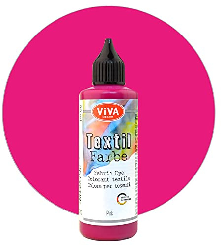Viva Decor Textilfarbe 90ml Stoffmalfarbe für helle Textilien Naturfasern Synthetik wasserverdünnbar geruchsneutral Made in Germany ganzjährig anwendbar mit Linerflasche mischbar auf Wasserbasis