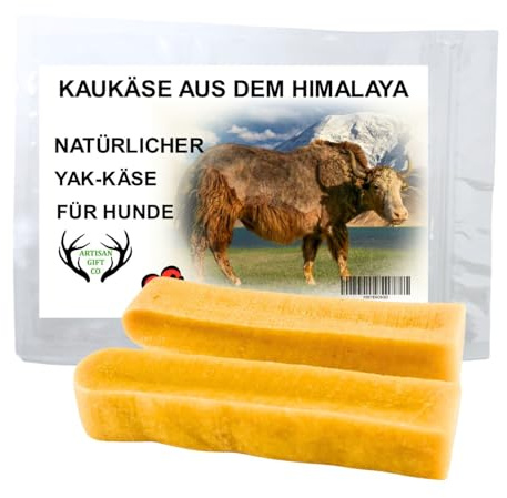 Yak Käse Kauknochen, Mindestgewicht der Verpackung: 180 g, Größe M - 2 st | Natürlicher Hundekaukäse für Hunde und Welpen, Laktosefrei, Langanhaltender Kausnack