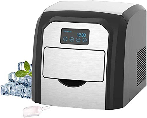 SMSOM Maker encimera de Hielo, 39LBS / 24H, Pantalla LCD, 12 Bala de Hielo / 8-10 Minutos, portátil y Compacto Máquina de Hielo con Hielo Cucharada, de Casas, oficinas, restaurantes, Bares