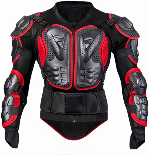 Motorrad Schutz Jacke Pro Motocross ATV Protektoren Jacke Mit Rückenprotektor Scooter MTB Enduro Schutzausrüstung Berg Reiten Skaten Snowboarden Brustpanzer Damen und Herren Red,L