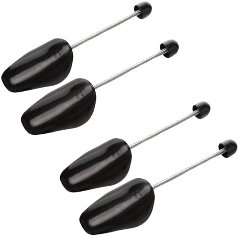 2 pares prácticos de longitud ajustable para hombres, estirador de árbol de zapatos, bota, moldeador de zapatos, soporte con resorte de tensión (negro)