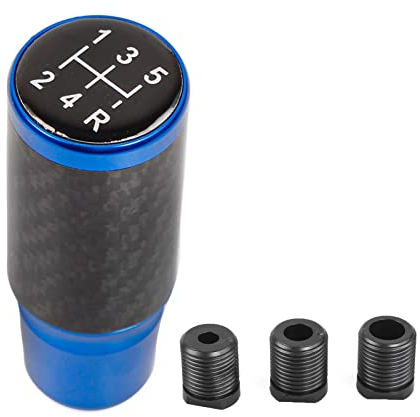 muge racing Gear Shift Knob，Car Gear Knob Shifter 5 Speed Universal Aluminum Gear Shifter Stick with 3 Adapters(Blue)