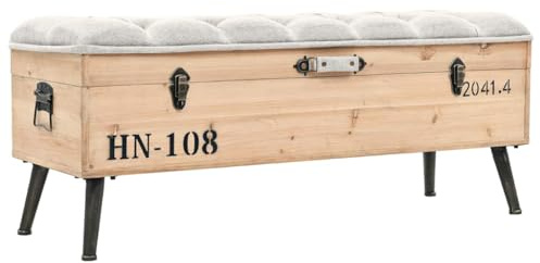 vidaXL Tannenholz Massiv Sitzbank mit Stauraum Sitztruhe Truhenbank Bank Polsterbank Flurbank Aufbewahrungsbox Aufbewahrungsbank 110cm