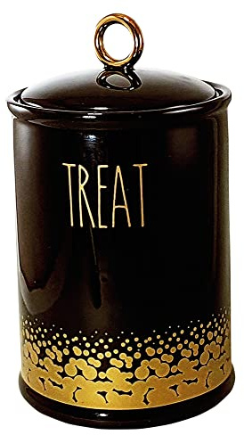 Nobby Keramik Snackbehälter Treat, Gold/schwarz 10,5 x 10,5 x 18 cm, 0,85 l, 1 Stück