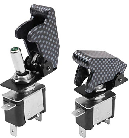 Tiardey 2pcs 12V 20A LED Luz Heavy Duty Rocker Interruptor de palanca con cubierta impermeable SPST ON/Off 3Pin para automóvil Camión Barco ASW-07D - Verde