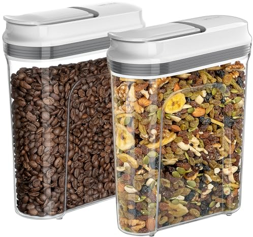 MR.SIGA 2 Pack Airtight Cereal Dispenser Set, Cereal Containers Storage Dispenser, BPA Free, 1.6 L / 54oz, Large, White