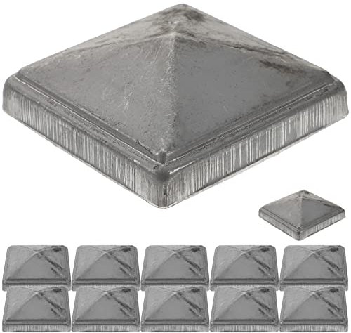 VILLFUL Decorative Metal Fence Post Caps 12pcs Pyramid Column Wraps for 80x80mm Iron Porch Railings Outdoor Protective Rectangle Post Covers