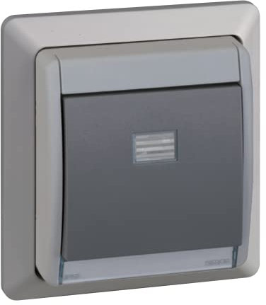 SIMON - Pulsador Eléctrico de Empotrar, Interruptor de Pared Exterior, Serie Simon 44 Aqua, Fácil de Instalar, Monoblock, Incluye Caja, Tapa y Mecanismo, Ideal para Jardines y Terrazas, Color Gris