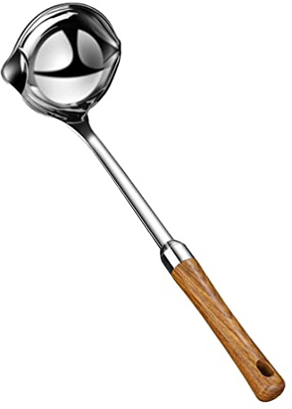 Luxshiny Oil Separator Soup Ladle, Stainless Steel Gravy Food Fat Separator Skimmer Spoon Grease Strainer Separater for Home Kitchen and Cooking