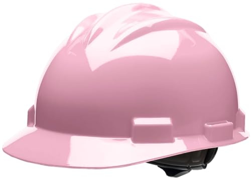 Bullard 3-Rib S61 Cap Style Safety Hard Hat with 4-Point Ratchet Suspension and Cotton Brow Pad, Light Pink