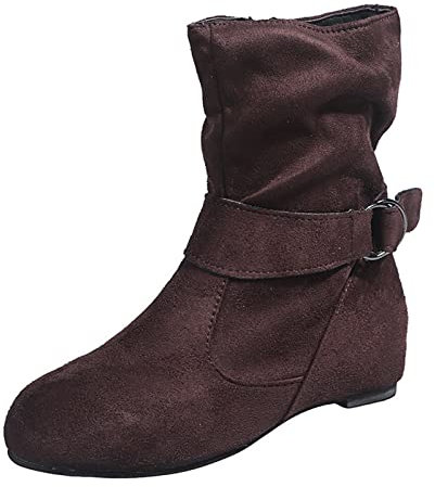BILIKEYU Kurze, klobige, modische, hohe Schuhe, atmungsaktive Absätze, Damen-Retro-Stiefel, Damenstiefel mit Reißverschluss Hohe 40 (Coffee, 37)