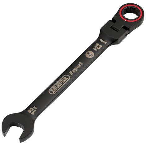 Draper 03919 Expert HI-TORQ Metric Flexible Head Ratchet Combination Spanner, 13mm, Black