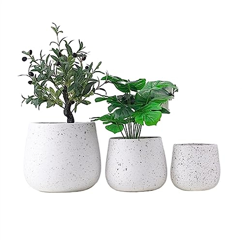 Blumentopf Pflanztopf Große Blumentöpfe aus Zement, einfaches Punktmuster, ovale Blumentöpfe, Sukkulententöpfe, Grünpflanzen, Pflanzgefäße, Einzelset / kleine und große drei Sets Pflanzkübel ( Size :
