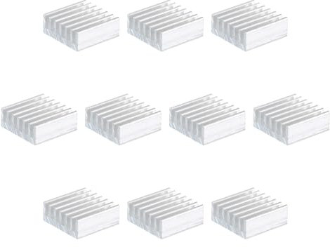 QUARKZMAN 10pcs 14x14x6mm Dissipateur Thermique Aluminium Radiateur Chaleur Évier refroidissements avec Thermique Bleu Autocollant pour Puce CPU, Puissance Transistor, FET, IC, Blanc