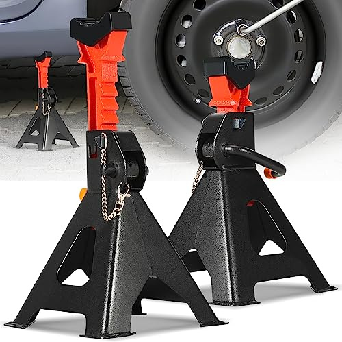 Ikodm 2 caballete 3T de capacidad de carga, altura ajustable 285-430 mm, caballete para coche con seguridad, caballete de apoyo para autocaravanas, coches, caravanas
