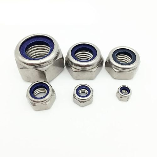 ShaaRi Metallmutter, Sechskant-Vollmutter, 2-20 Stück* Linksgewinde DIN985 Selbstsichernde Mutter M5 M6 M8 M10 M12 M16 Edelstahl A2 Nylock SUS 304 Sicherungsmutter (Size : M5x0.7 (20pcs))