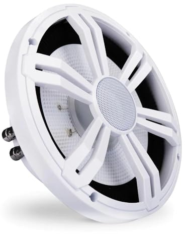 KIT SET PER PYLE PLSMRW84WT 1 subwoofer marino impermeabile da 20 cm 200 mm 8 di diametro, 150 watt rms e 300 watt max, doppia bobina 4 + 4 ohm, per imbarcazioni, sospensione in gomma,1 pezzo