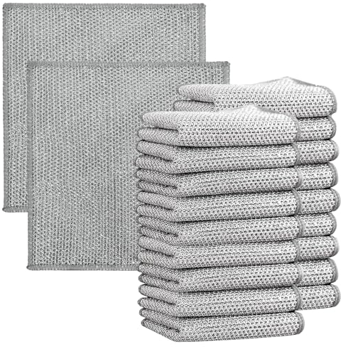 SenZee Multipurpose Wire Dishwashing Rags for Wet and Dry, 20 Pcs Wire Dish Cleaning Cloth Mesh Clean Dishcloth Non Scratch for Home Kitchen