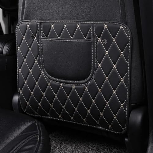 COFUNU 2 Stück Auto Rücksitz Anti Kick Pad für Skoda/Citigo/Enyaq/Fabia/Kamiq/Karoq/Kodiaq,Wasserdicht Leder Auto Sitz Rückenlehnenschutz Matte mit Taschen.,1