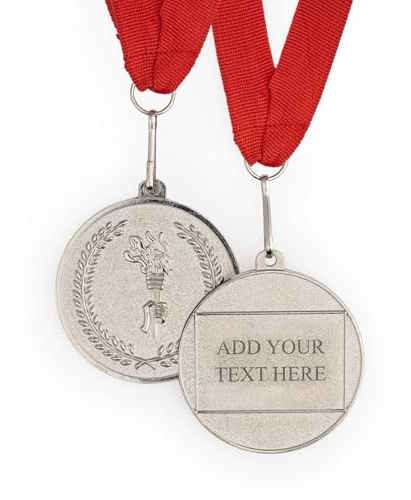 Wanapix | personalisierte Medaille mit Gravur | Medaillen Kinder und Erwachsene | Metall | Medaillenband Rot | 5ø cm | 100% personalisiert