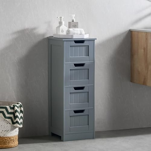 Bath Vida Priano - Badezimmerschrank mit 4 Schubladen, stehend, Holz, Grau