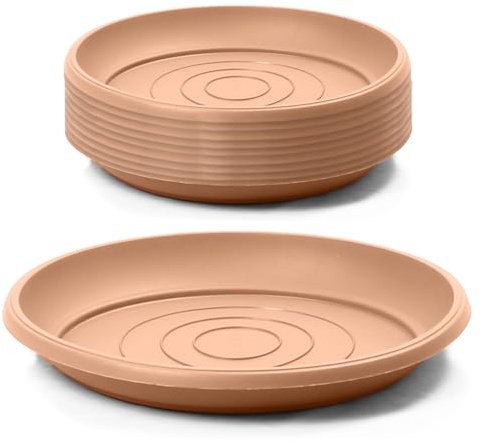 IMJ-Global Set di 10 Sottovasi Rotondi Terra POD in Plastica Ø21x2,7 cm da Interno Esterno Colore Terracotta Design Classici