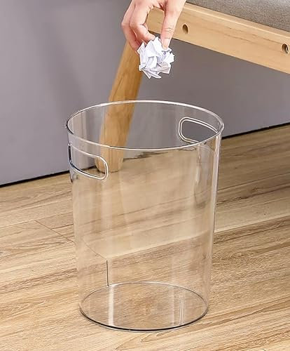 IPEA Cestino per la Carta in Plastica Trasparente - 22 X 19 cm - Design Minimal ed Elegante - Cestino Getta Carta Riciclaggio per Ufficio, Casa, Camera - Cesto Spazzatura per Scrivania, Tavolo