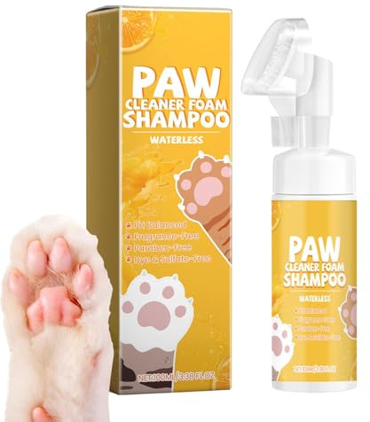 Reinigungsschaum für Hundepfoten, 100 ml, wasserloses Shampoo, Pfotenreiniger, integrierte Pfoten-Reinigungsbürste, Geruchskontrolle, Fußreiniger, Bürste, Katzen-Shampoo, Pfotenpflege für Hunde