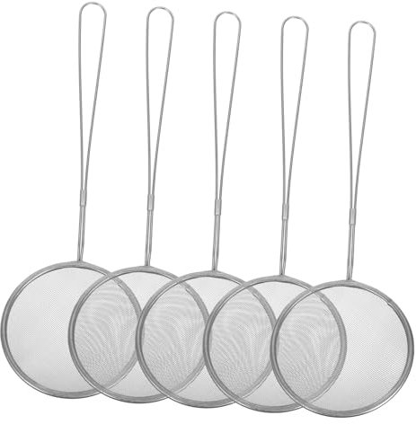 Cabilock 5pcs Stainless Steel Fine Mesh Oil Strainer Extra Fine Mesh Strainer for Cooking Oil Filter Sifter