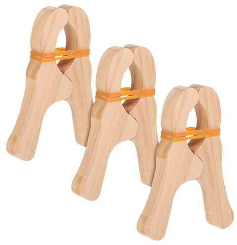 HAWILLOSCH Jumbo Wooden Clothes Pins Large Clothespin Set of 3 Unpainted Natural Wood Clips Kids Play Fort Building Towel Clips for Beach Chairs Eco-Friendly Home and Classroom