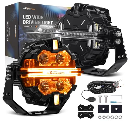 maXpeedingrods 2 Pack 5 LED-Offroad-Scheinwerfer, 178W, Runde Nebelscheinwerfer mit bernsteinfarbenem/weißem Tagfahrlicht, LED-Lichtleiste mit 270°-Richtung für Truck, SUV, Pickup, ATV, UTV, Truck